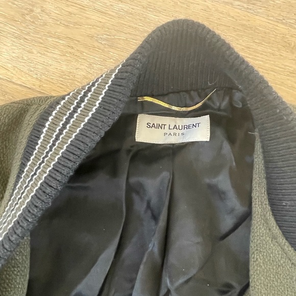 Saint Lauren olive green and black varsity bomber xs/s - Picture 3 of 9
